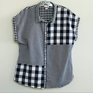 Christopher & Banks NAVY BLUE PLAID COTTON SHIRT